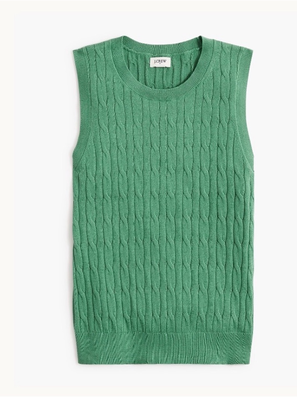 J. Crew Green Cotton cable sweater shell
